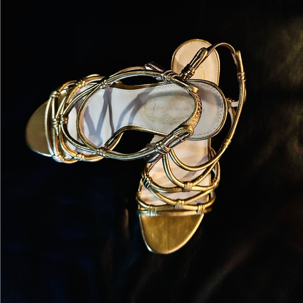 Elie Tahari Gold Strappy Heels 7